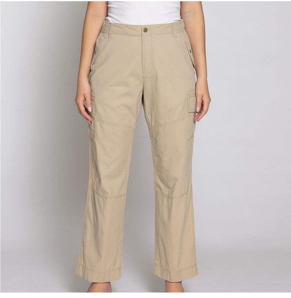 American Living Cream Beige Straight Leg Cargo Pants Women’s Size 14